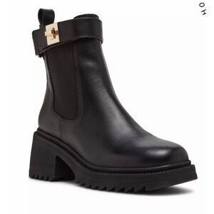 Marc Fisher Black Boots Size 7 Womens Lug Sole Buckle Detailed NEW